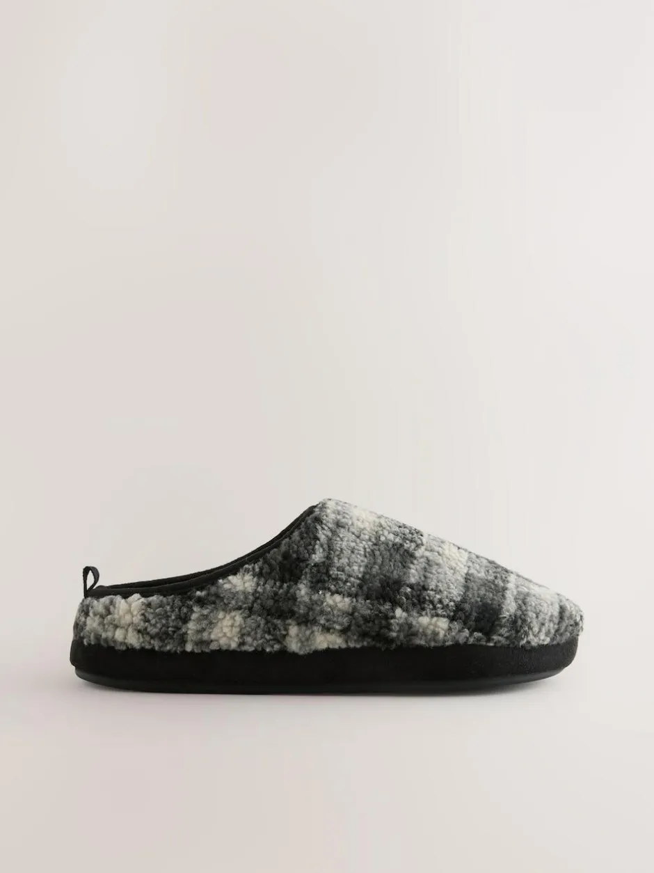 Next Check Mule Slippers Grey Best