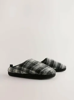 Next Check Mule Slippers Grey Best