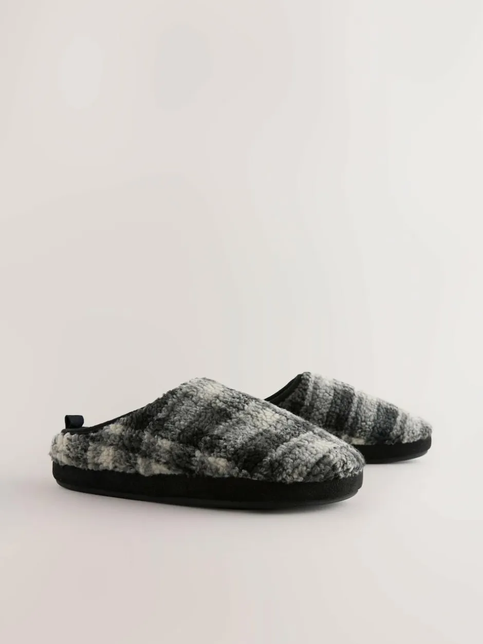Next Check Mule Slippers Grey Best