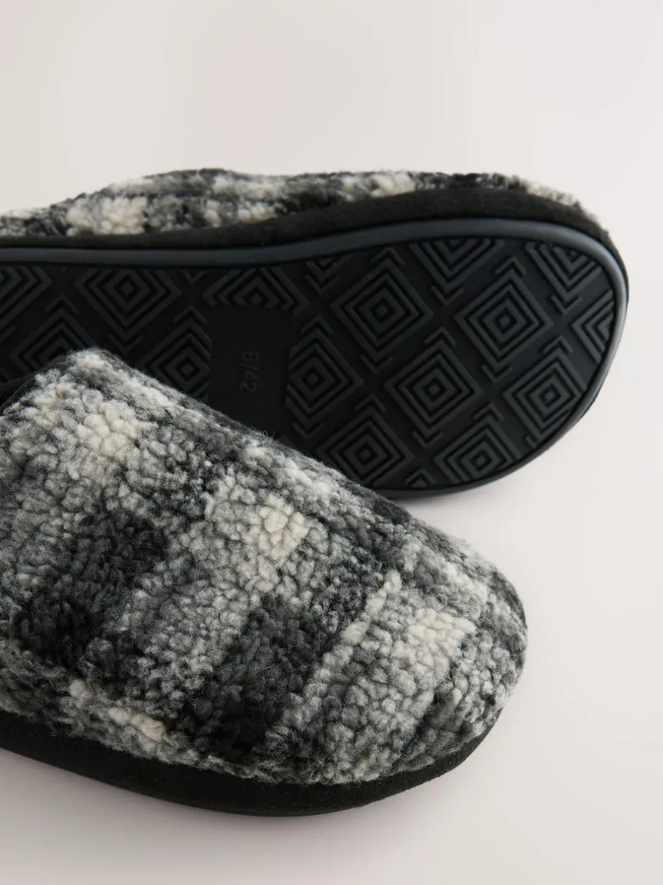 Next Check Mule Slippers Grey Best
