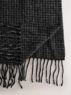 Next Smart Woven Scarf Grey Check New
