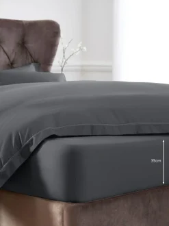 Next Collection Luxe 600 Thread Count Cotton Sateen Deep Fitted Sheet Grey