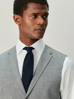 Next Contrast Fabric Detail Suit Waistcoat Grey Best