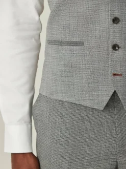 Next Contrast Fabric Detail Suit Waistcoat Grey Best