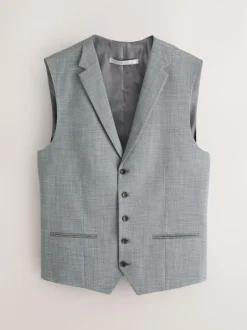 Next Contrast Fabric Detail Suit Waistcoat Grey Best