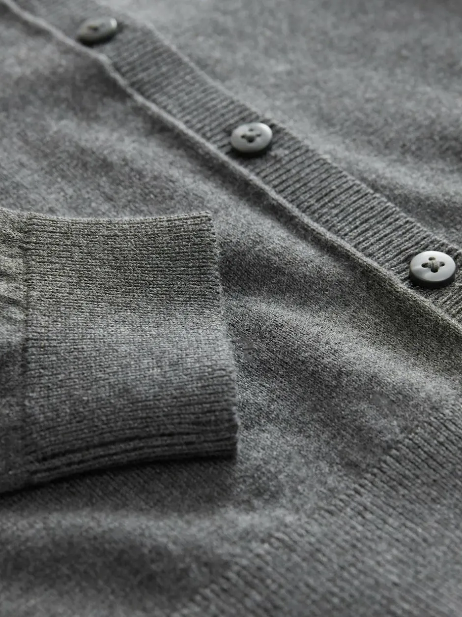 Next Grey Cotton Rich Frill Shoulder School Cardigan (3-16yrs) Hot