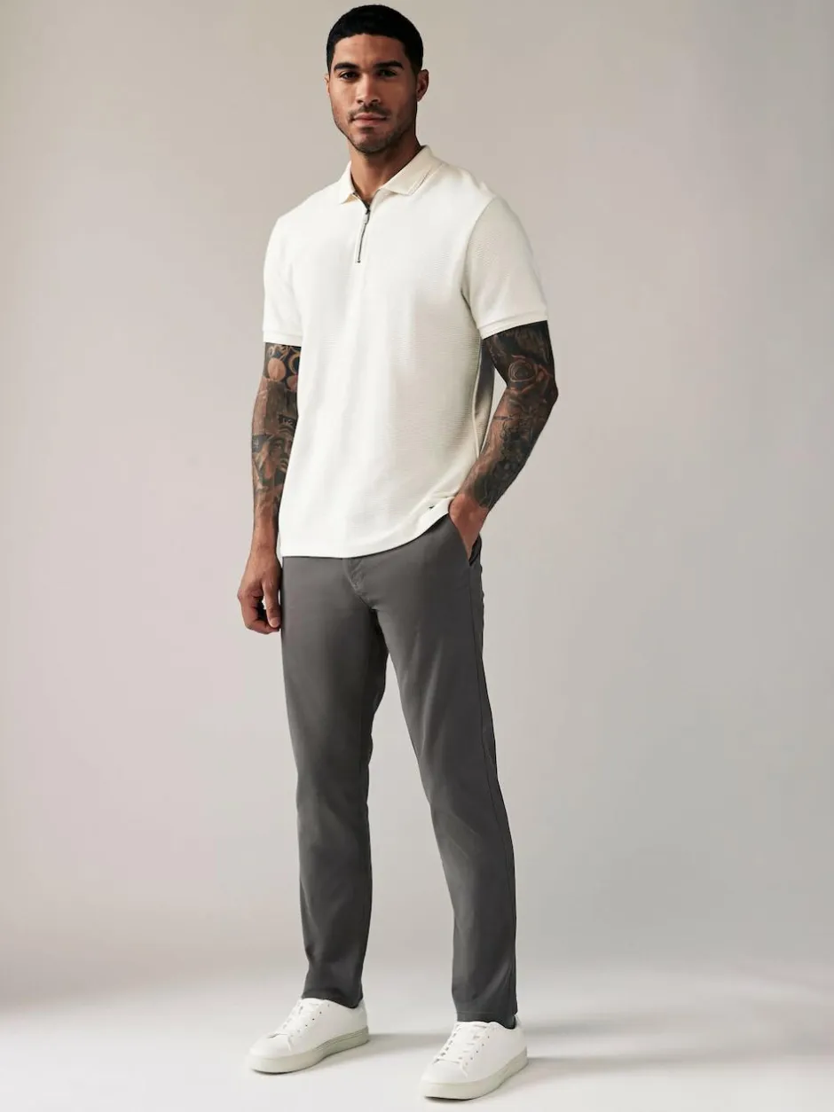 Next Grey Dark Slim Fit Stretch Chinos Trousers Best
