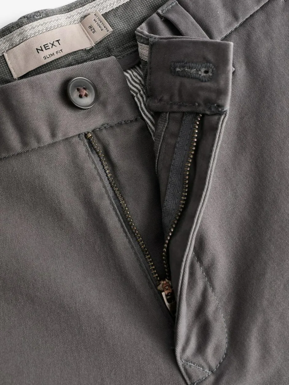 Next Grey Dark Slim Fit Stretch Chinos Trousers Best