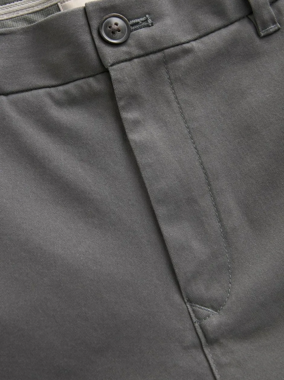 Next Grey Dark Straight Fit Stretch Chinos Trousers Clearance