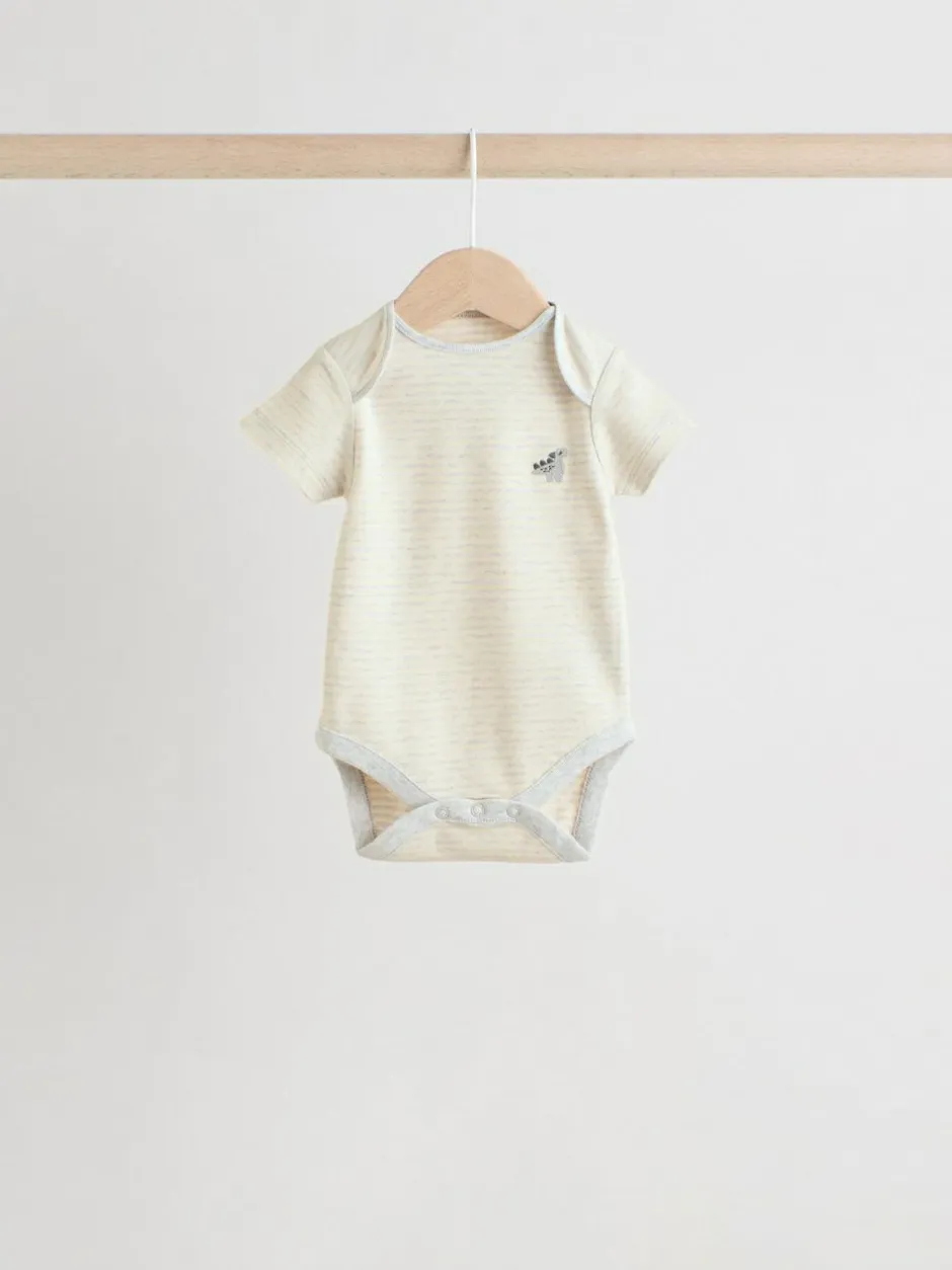 Next Grey Dinosaur Short Sleeve Baby Bodysuits 5 Pack Clearance