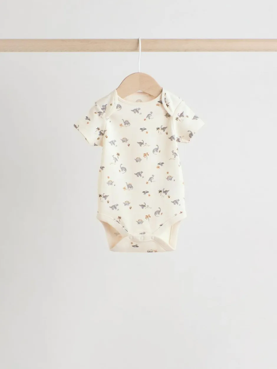 Next Grey Dinosaur Short Sleeve Baby Bodysuits 5 Pack Clearance