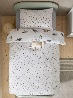 Next Grey Dinosaur Super Soft Reversible Fleece Duvet Cover and Pillowcase Set Sale