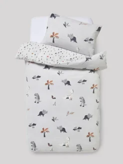 Next Grey Dinosaur Super Soft Reversible Fleece Duvet Cover and Pillowcase Set Sale
