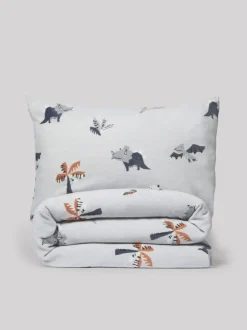 Next Grey Dinosaur Super Soft Reversible Fleece Duvet Cover and Pillowcase Set Sale