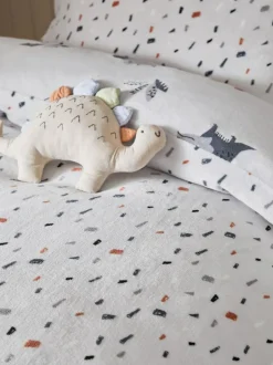Next Grey Dinosaur Super Soft Reversible Fleece Duvet Cover and Pillowcase Set Sale