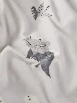 Next Grey Dinosaur Super Soft Reversible Fleece Duvet Cover and Pillowcase Set Sale