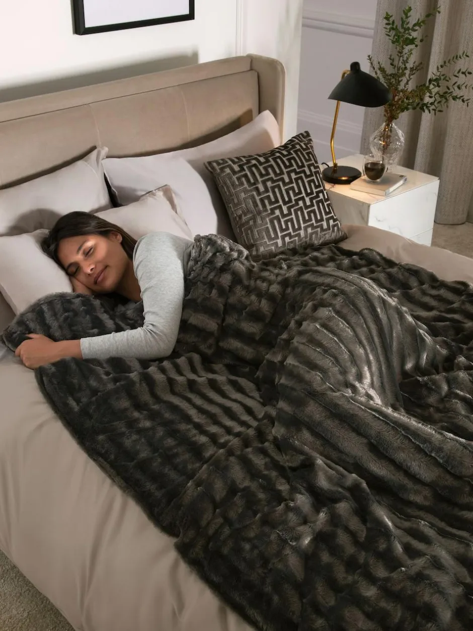 Next Weighted Blanket Grey Faux Fur Best