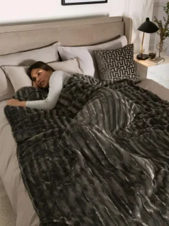 Next Weighted Blanket Grey Faux Fur Best