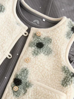 Next Baby Long Sleeve Top and Leggings with Gilet Set 3 Piece (0mths-2yrs) Grey Floral