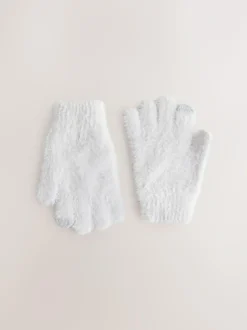 Next Grey Fluffy Gloves (3-16yrs) Clearance