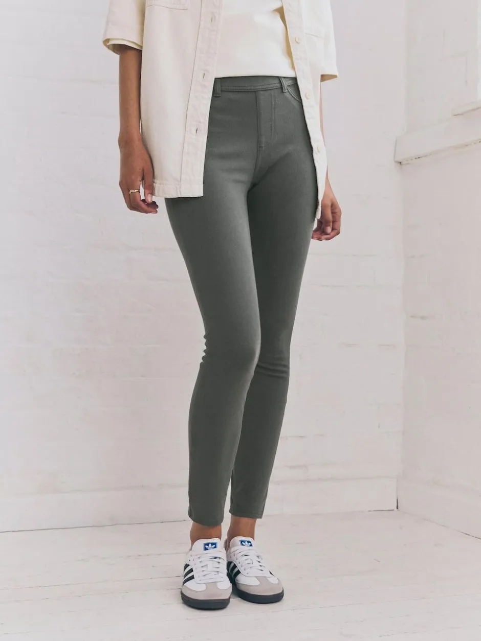 Next Grey Full Length Jersey Denim Leggings Outlet