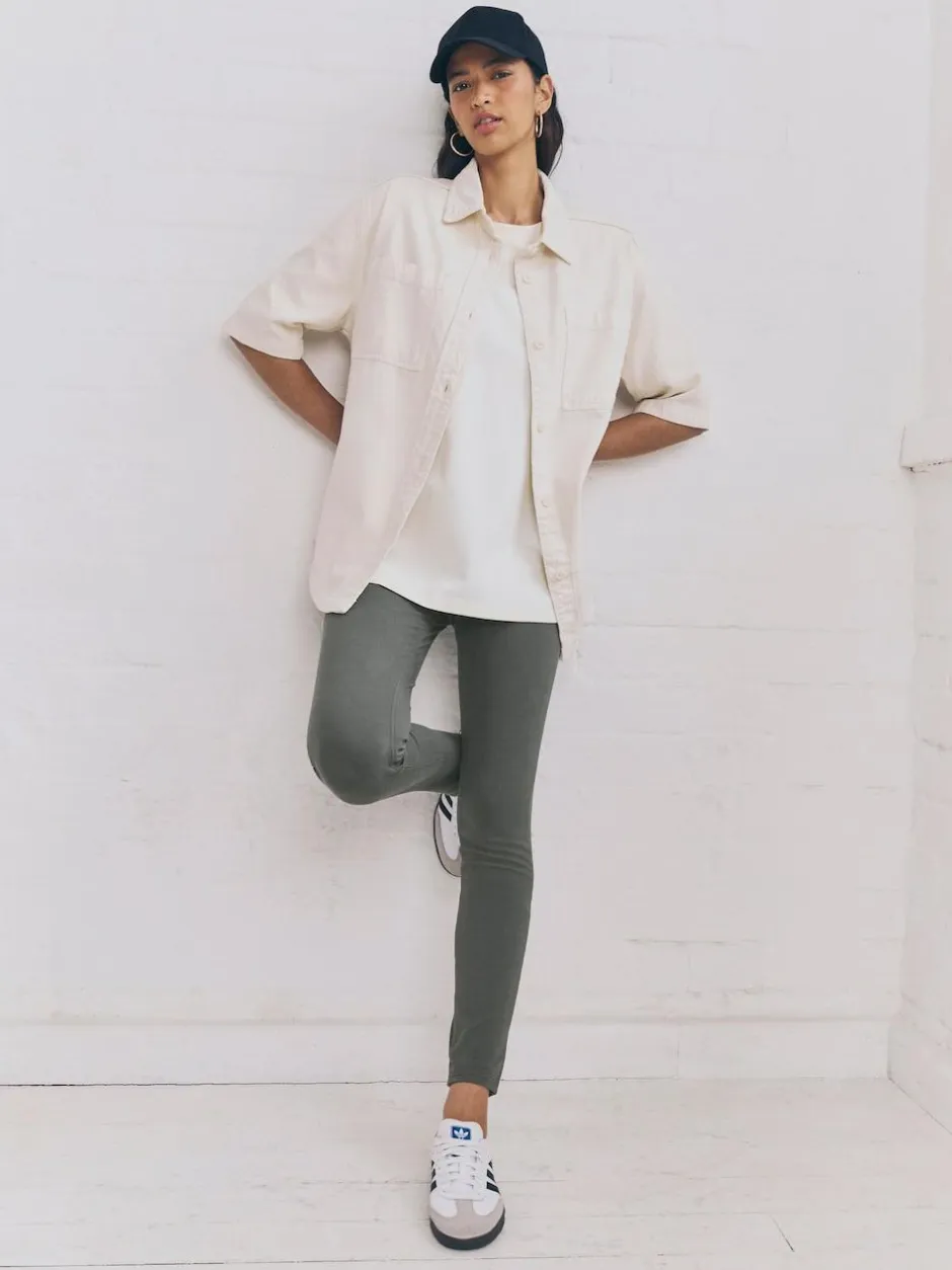 Next Grey Full Length Jersey Denim Leggings Outlet