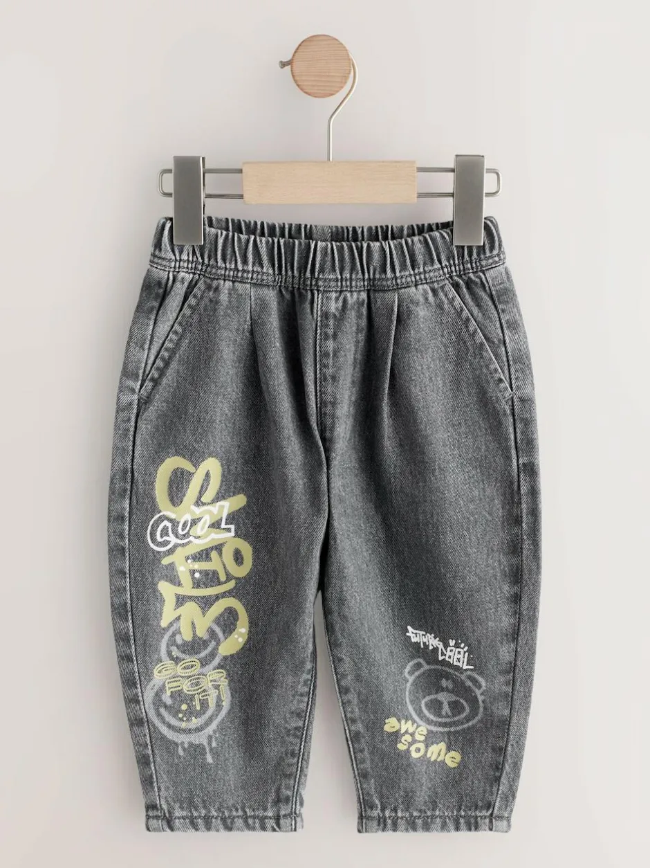 Next Barrel Jeans (3mths-7yrs) Grey Graffiti Discount