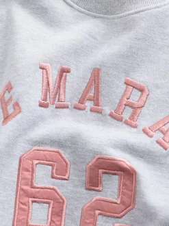 Next Grey Graphic Satin Applique 'Le Marais' City Longsleeve Crewneck Sweatshirt Sale