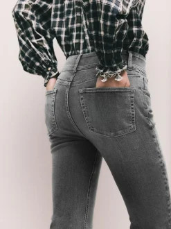 Next High Rise Stretch Flare Jeans Grey Outlet