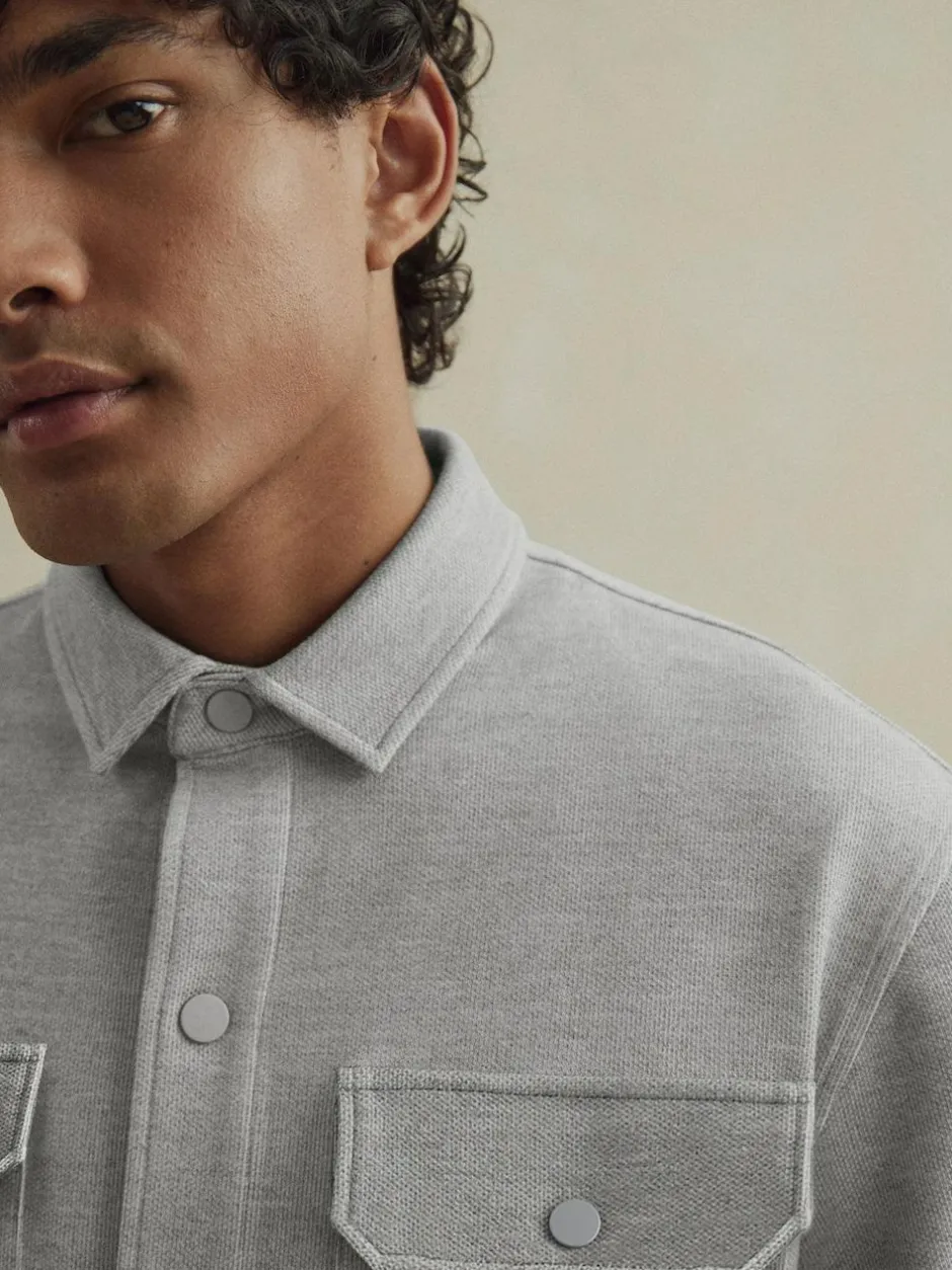 Next Grey Jersey Twill Popper Shacket Discount