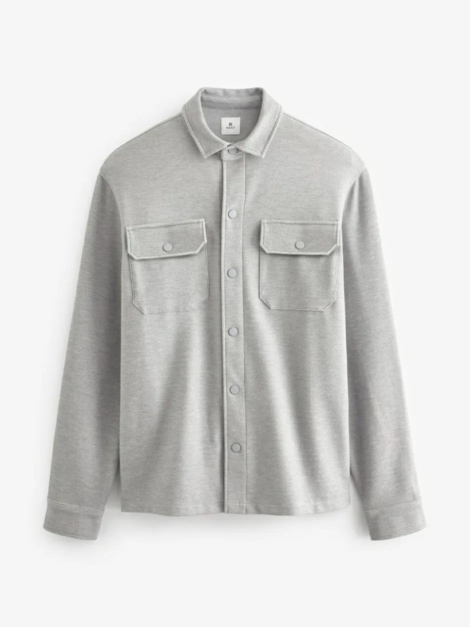 Next Grey Jersey Twill Popper Shacket Discount