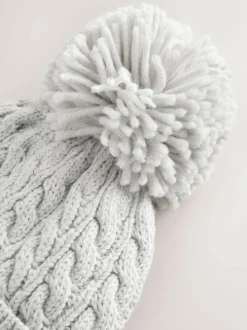 Next Knitted Cable Pom Beanie Grey Outlet
