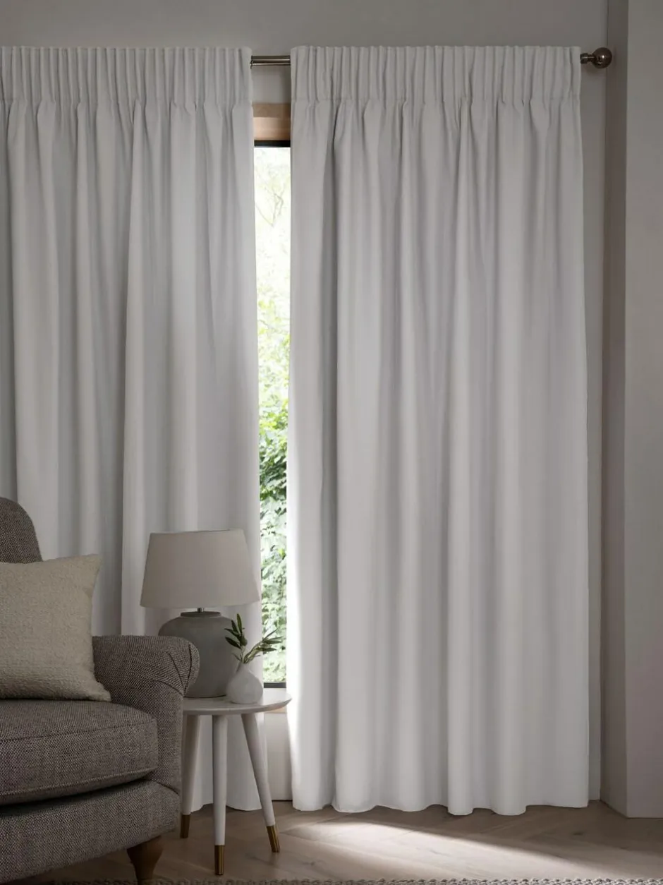 Next Grey Light Cloud Cotton Blackout/Thermal Pencil Pleat Curtains New