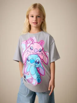 Next Lilo & Stitch Oversized Graphic T-Shirt (3-16yrs) Grey Outlet