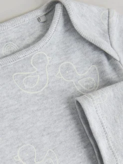 Next Grey Long Sleeved Baby Bodysuits 5 Pack Clearance