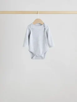 Next Grey Long Sleeved Baby Bodysuits 5 Pack Clearance