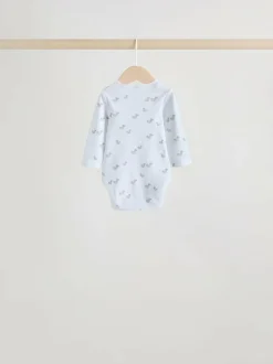 Next Grey Long Sleeved Baby Bodysuits 5 Pack Clearance