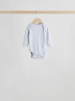 Next Grey Long Sleeved Baby Bodysuits 5 Pack Clearance
