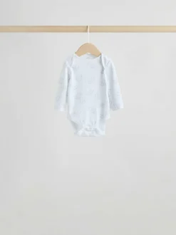 Next Grey Long Sleeved Baby Bodysuits 5 Pack Clearance