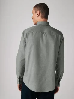 Next Grey Marl Regular Fit Button Down Easy Iron Oxford Shirt Online