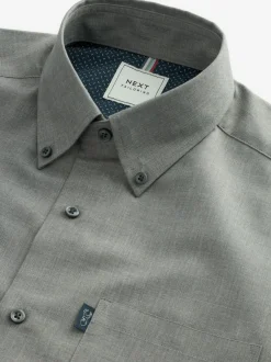 Next Grey Marl Regular Fit Button Down Easy Iron Oxford Shirt Online