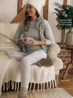 Next Thermal Maximum Warmth Cosy Pointelle Leggings Grey Marl Sale