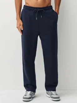 Next Straight Fit Brushback Heavyweight 2 Pack Joggers Grey Marl/Navy Blue Online
