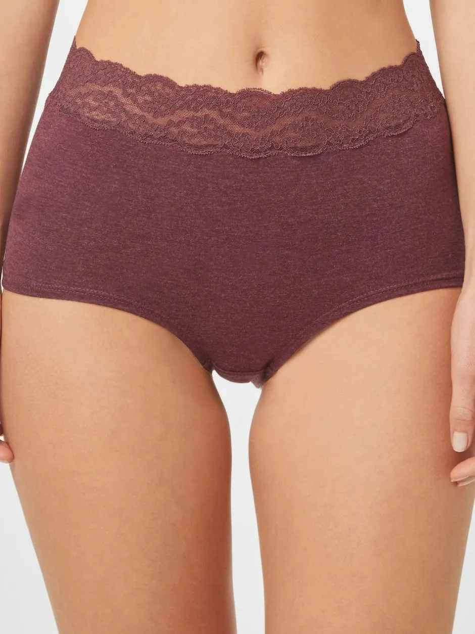 Next Grey Marl/Pink/Plum Full Brief Cotton Lace Knickers 4 Pack Best
