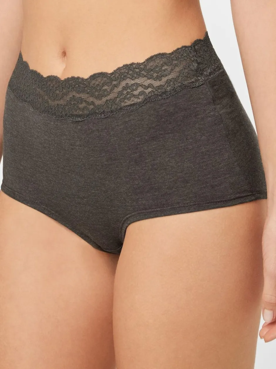Next Grey Marl/Pink/Plum Full Brief Cotton Lace Knickers 4 Pack Best