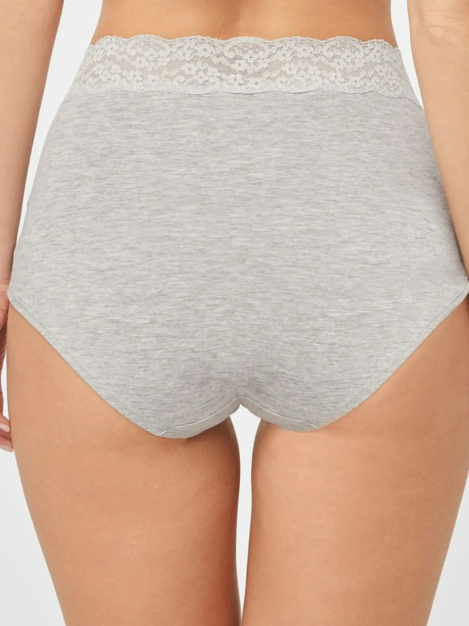 Next Grey Marl/Pink/Plum Full Brief Cotton Lace Knickers 4 Pack Best