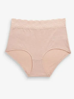 Next Grey Marl/Pink/Plum Full Brief Cotton Lace Knickers 4 Pack Best