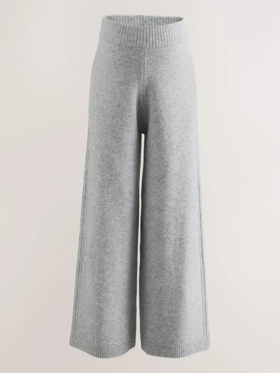 Next Grey Maternity Knitted Wide Leg Trousers Clearance