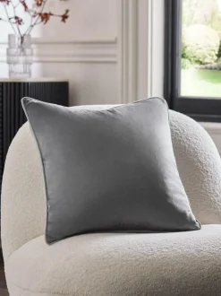 Next Grey Matte Velvet Contrast Pipe 50 x 50cm Cushion Clearance