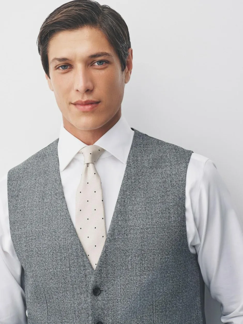Next Merino Wool Blend Suit Waistcoat Grey Sale